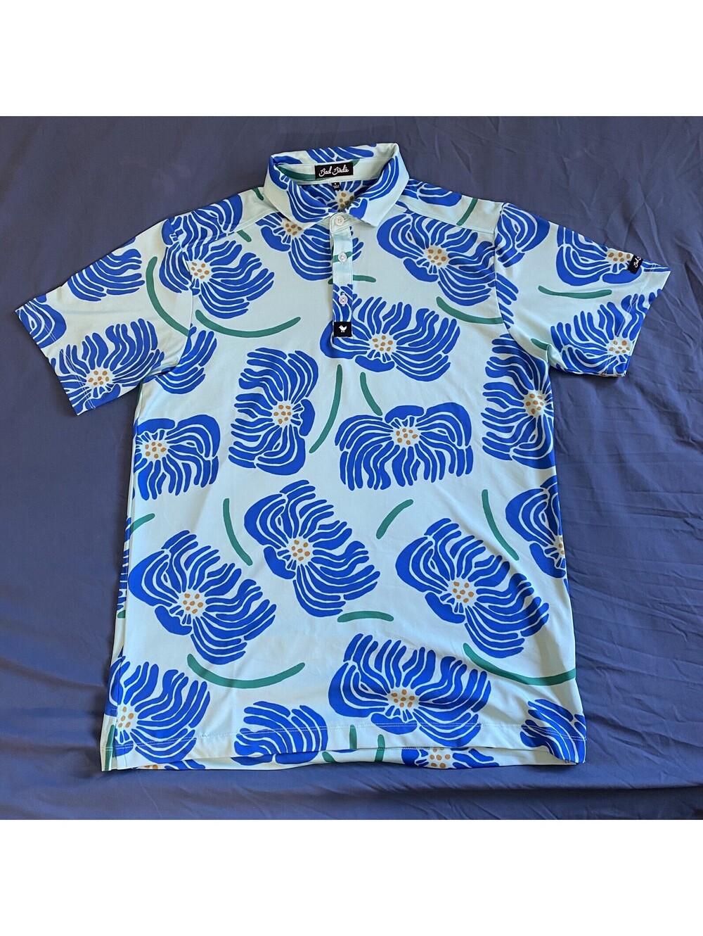 Bad Birdie Golf Polo Shirt Men's Floral Performance Stretch Top - Size Small